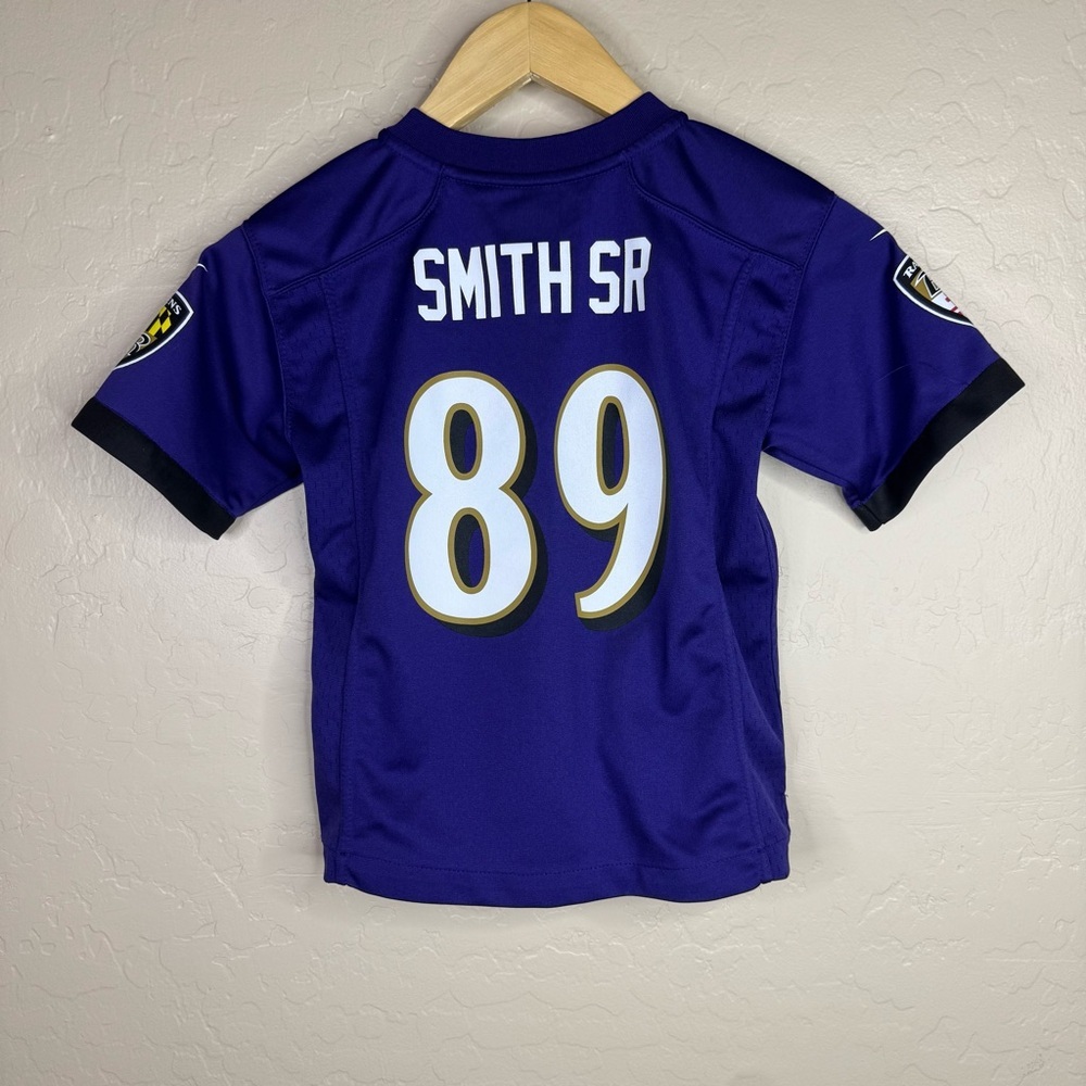 Kids 89 Smith Sr. Purple Ravens Sports Jersey